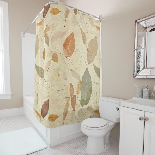 Rideaux De Douche Rustic Nature-Inspired Leaf - Botanical Art (3) (En situation)
