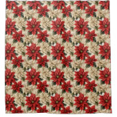 Rideaux De Douche Rustic Red Poinsettia Curtain Classic Xmas Flowers (Devant)