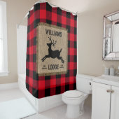 Rideaux De Douche Rustic Reindeer Red Buffalo Plaid Family (En situation)