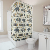 Rideaux De Douche Rustic Rhino Tribal Pattern (1) (En situation)