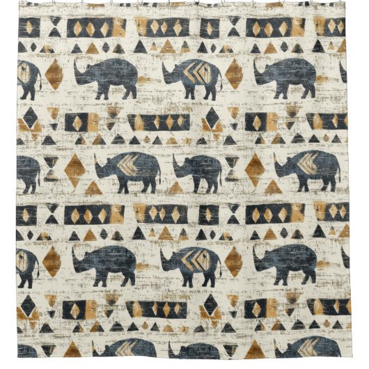 Rideaux De Douche Rustic Rhino Tribal Pattern (1) (Devant)
