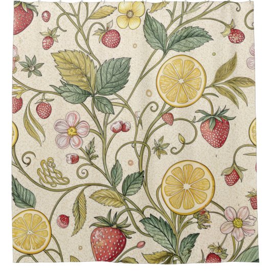 Rideaux De Douche Rustic Strawberry & Citrus Earthy Pattern (3) (Devant)