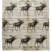 Rideaux De Douche Rustic Wood Walking Moose Nom de famille (Devant)