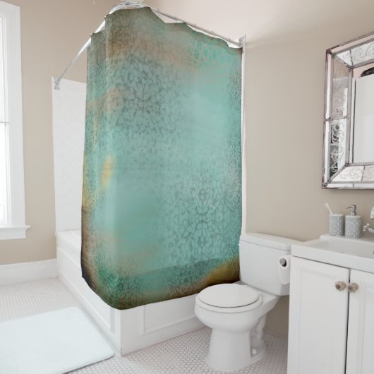 Rideaux De Douche Rustique Antique Farmhouse Style Turquoise Faux La (En situation)