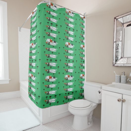 Rideaux De Douche Rustique Chic Pinceau et Arbre (En situation)