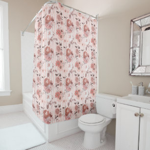 Rideaux De Douche Rustique Dusty Rose Blush rose floral