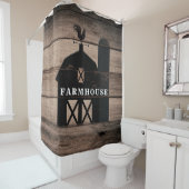 Rideaux De Douche Rustique Patiné bois Noir Grange Pays Ferme (En situation)