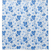 Rideaux De Douche Rustique Pays Bleu Floral Botanique (Devant)