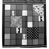 Rideaux De Douche Rustique, Populaire, Noir et blanc, Patchwork, Sim (Devant)
