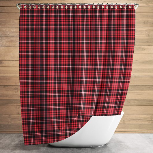 Rideaux De Douche Rustique rouge Tartan Plaid Motif