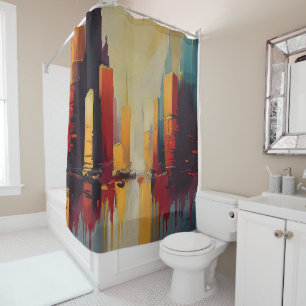 Rideaux De Douche Rythme Urbain – Ville Abstraite en Rythme Vertical
