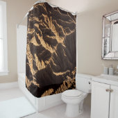 Rideaux De Douche Sable Brown et noir le matin (En situation)