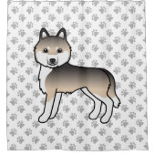 Rideaux De Douche Sable Sibérie Husky mignon chien de dessin (Devant)