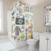 Rideaux De Douche Sac de Hipster sangle dessiné à la main jeu de doo (En situation)