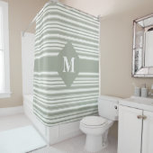 Rideaux De Douche Sage du désert monogramme Gris verts (En situation)