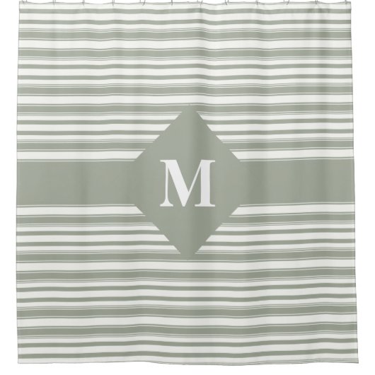 Rideaux De Douche Sage du désert monogramme Gris verts (Devant)
