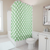 Rideaux De Douche Sage : Grand Motif blanc Polka Dot (En situation)