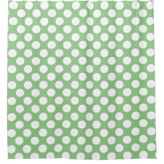 Rideaux De Douche Sage : Grand Motif blanc Polka Dot (Devant)