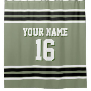 Rideaux De Douche Sage Green Black White Strips Sports Jersey