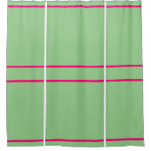 Rideaux De Douche Sage Green Bright Pink White Geometric  (Devant)
