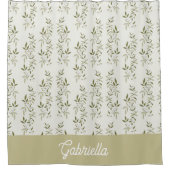 Rideaux De Douche Sage Green French Country Olive Pattern Name (Devant)