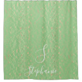 Rideaux De Douche Sage Green Gold Motifs Monogrammes Initiales (Devant)