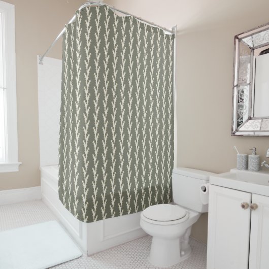 Rideaux De Douche Sage Green Jagged Stripes   (En situation)