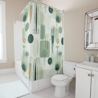 Rideaux De Douche Sage Green Mid Century Moderne Abstrait