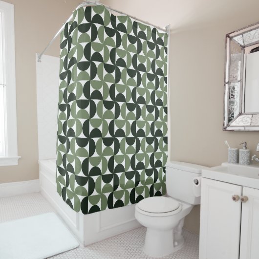 Rideaux De Douche Sage Green Mid Century Motif moderne (En situation)