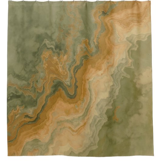 Rideaux De Douche Sage Olive Green Mustard Yellow Print (Devant)