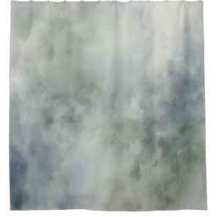 Rideaux De Douche Sage Vert Bleu Poussiéreux Blanc Aquarelle Abstrai