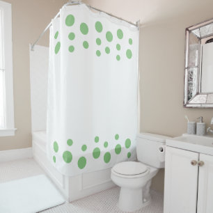 Rideaux De Douche Sage Vert et blanc Bulles modernes Points