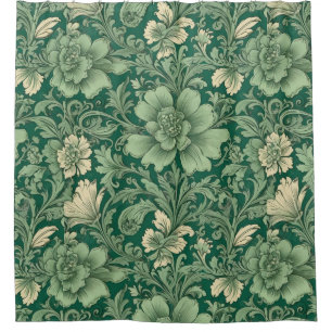 Rideaux De Douche Sage Vert Vintage motif floral