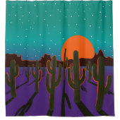 Rideaux De Douche Saguaros au coucher du soleil en violet (Devant)