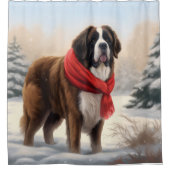 Rideaux De Douche Saint Bernard Chien à Noël de neige (Devant)
