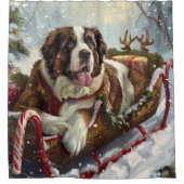 Rideaux De Douche Saint Bernard Chien Festif de Noël (Devant)