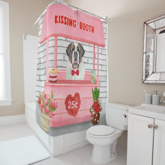 Rideaux De Douche Saint Bernard Chien Saint Valentin Booth de baiser (En situation)