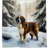 Rideaux De Douche Saint Bernard Laisser Neige Noël (Devant)