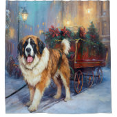 Rideaux De Douche Saint-Bernard période de Noël festive (Devant)
