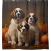 Rideaux De Douche Saint Bernard Puppy Automne Citrouille (Devant)