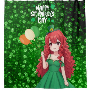 Rideaux De Douche Saint Patrick's day mignonne, classe d'anime irlan