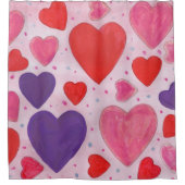 Rideaux De Douche Saint Valentin Coeurs en rose, violet et rouge (Devant)