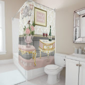 Rideaux De Douche Saint-Valentin Mariage à l'élégante salle rose (En situation)