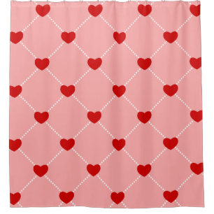 Rideaux De Douche Saint-Valentin rétro points cœurs rose rouge