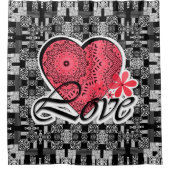 Rideaux De Douche Saint Valentin sans couture Love gris blanc pâté r (Devant)