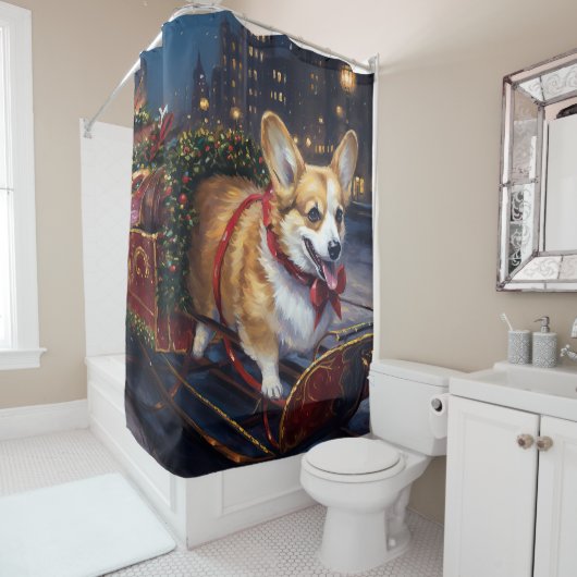 Rideaux De Douche Saison de Noël de Corgi (En situation)