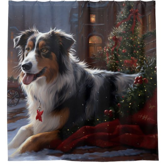 Rideaux De Douche Saison de Noël du berger australien (Devant)