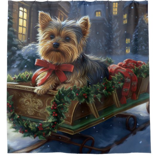 Rideaux De Douche Saison de Noël du Yorkshire Terrier (Devant)