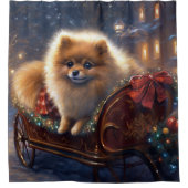 Rideaux De Douche Saison de Noël Poméranienne brossé (Devant)