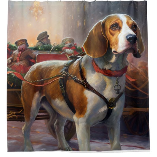Rideaux De Douche Saison festive de Noël beagle (Devant)